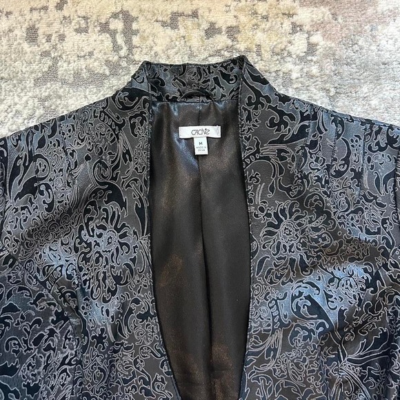 Vintage cache ornate paisley floral tie waist leather jacket M - Picture 3 of 7